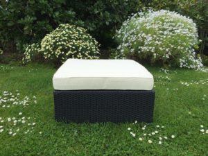 Black Rattan Ottoman - Small