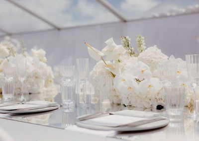 9m Clear Roof Marquee - flowers by Blush