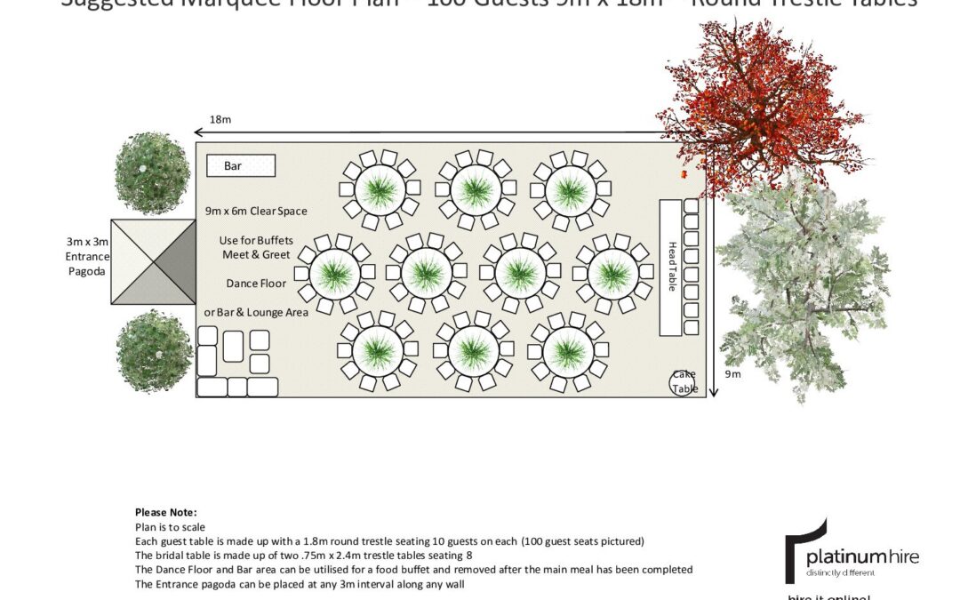 Wedding Floor Plan – 100 Guests Round Tables