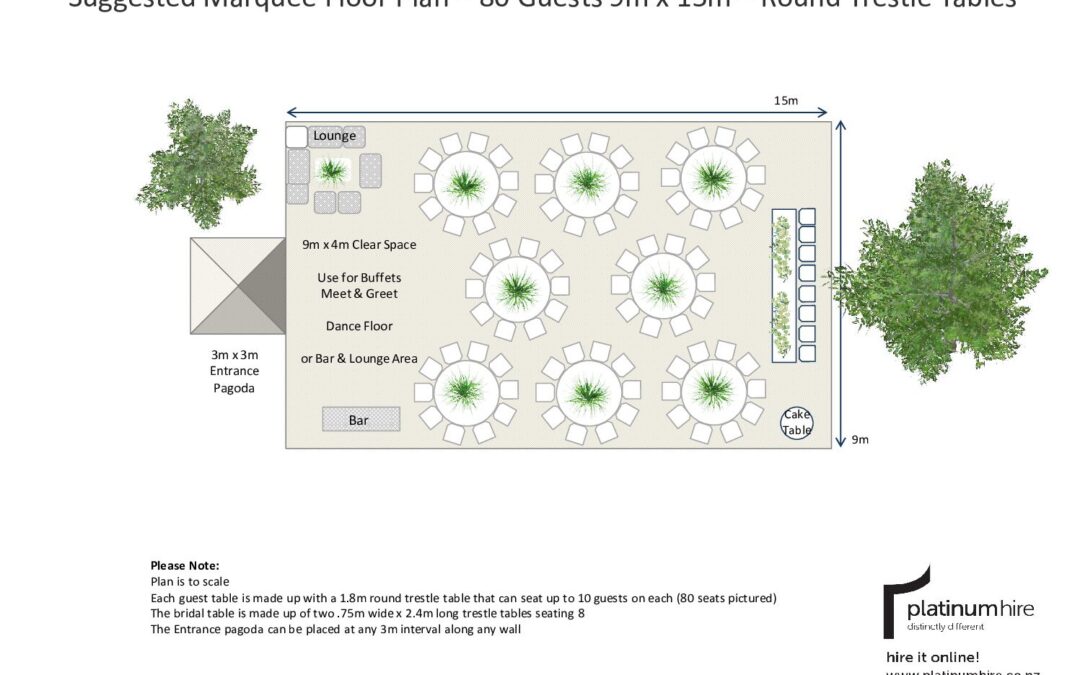 Wedding Floor Plan – 80 Guests Round Tables